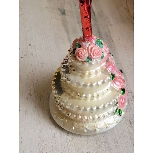 Unique blown glass wedding cake ornament tree Xmas glitter - Picture 9 of 16